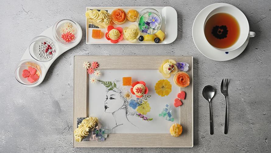 「花のレイヤーが紡ぐ “あまいろ”アート」スイーツプレートセット